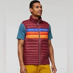 Cotopaxi Men's / Women’s Fuego Down Vest Burgundy Stripes Size Small BRAND NEW